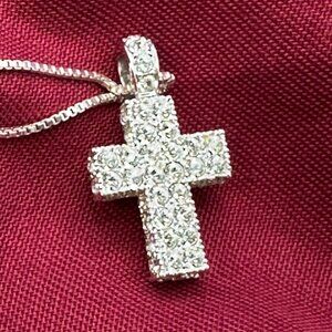 VTG Swarovski Crystal Cross Pendant Necklace